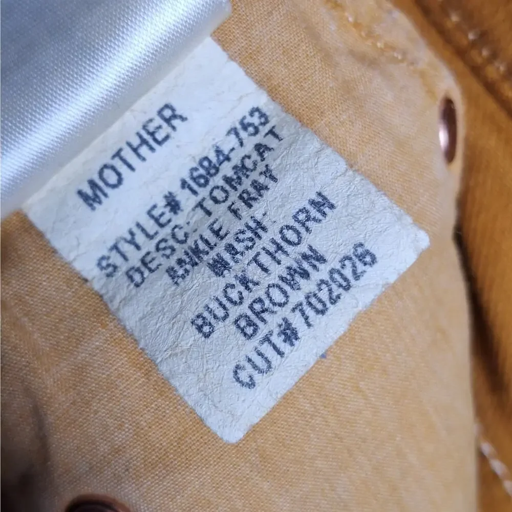 Mother Jeans Tomcat Ankle Fray Denim Buckthorn Mustard 27 (28 